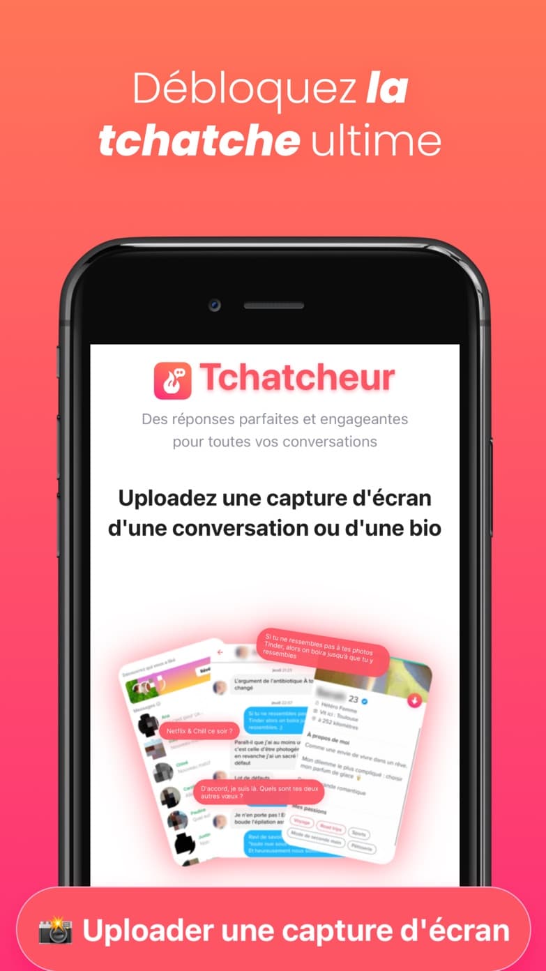 Step 1: Upload dating conversation screenshot to the Rizz AI assistant